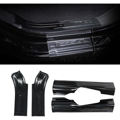 Seuil de porte de voiture style fibre de carbone, protection anti-rayures, compatible avec Wrangler JL/JLU 18-19 (1/5)