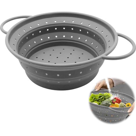 1 Passoire Pliable, Silicone, 33 cm, Résistante Chaleur, Pour Pâtes Fruits Légumes, Cuisine