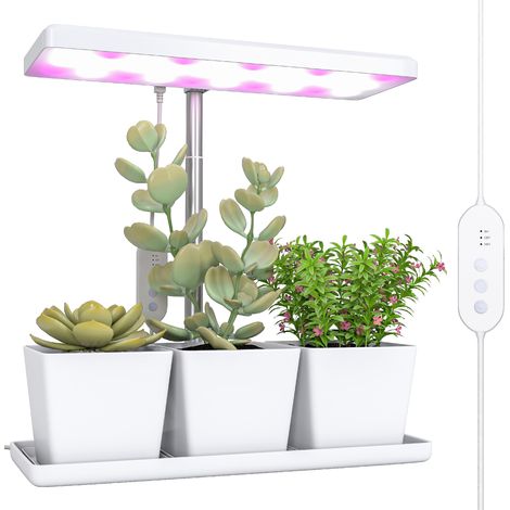 Lampe culture LED spectre complet 10 W 3 plateaux croissance floraison plantes intérieur serre jardin blanc