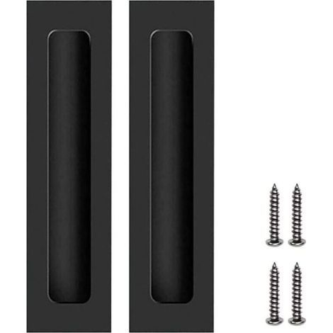 2 Pcs Poignées Noir de Porte Meubles Invisible Poignées Encastrées pour Porte Coulissante avec Vis (1/5)