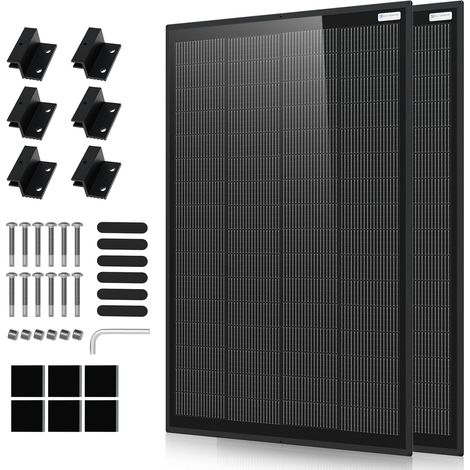 Panneau Solaire Légers de 400 W (2 x 200 W) avec Support, Type N, Panneaux Solaires 18BB, Rendement élevé de 25%, Idéaux pour Recharger les Batteries, pour Balcon, Jardin, RV (1/5)