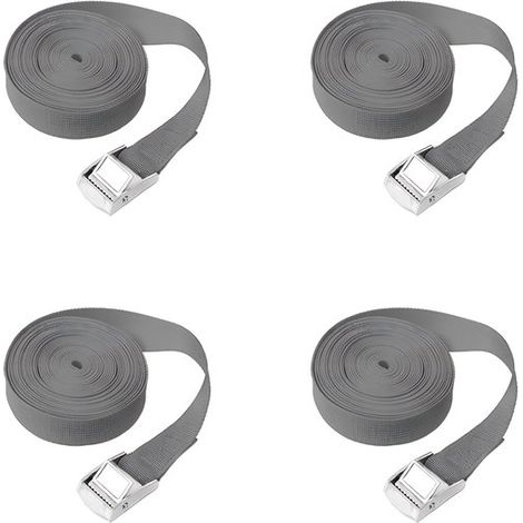 Correas de sujeción,4 unidades,con cierres de aleación de zinc,aptas para motocicletas/coches/bicicletas/equipaje/remolque móvil,25 mm x 5 m,Gris (1/5)