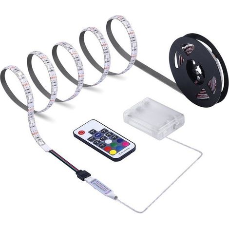 Bande LED - Sinzau, bande lumineuse LED de 2 m, fonctionne sur piles, télécommande à 17 boutons, décoration intérieure et extérieure à faire soi-même