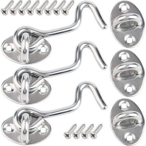 Gancio per porta, 3 pezzi, chiusura per porta esterna da 7,5 cm, chiusura per porta, gancio per cabina in acciaio inossidabile, serratura per porta interna con viti di montaggio