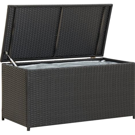 Baule da Giardino in Polyrattan 100x50x50 cm Nero vidaXL