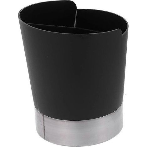 Küchenutensilien-Organizer mit 3 Fächern, Strohhalmspender, Essstäbchenhalter, Abtropfgestell und Besteckhalter (Schwarz) – 14,50 x 14,50 x 16,50 cm – Schwarz (1/4)