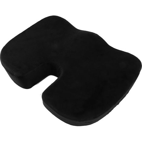 Coussin de chaise de bureau en polyester noir antidérapant et confortable pour ordinateur ou fauteuil roulant. (1/5)