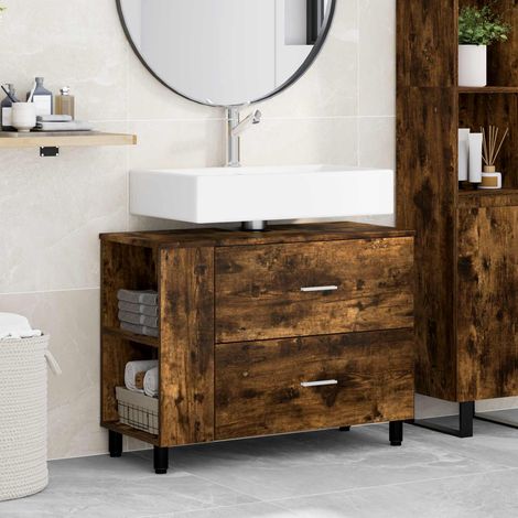 Unidad de tocador de baño Roble Ahumado 80 x 35 x 60 cm