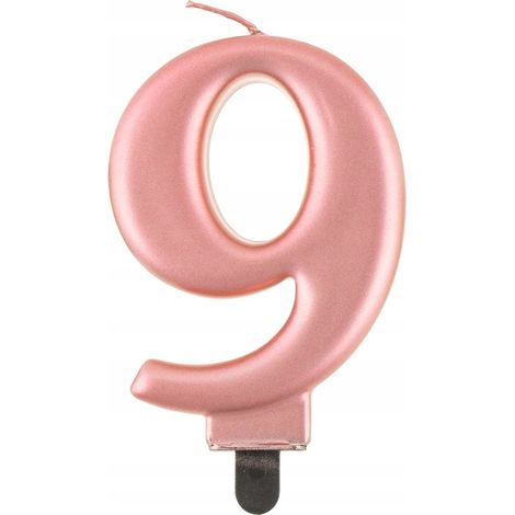 Candela numero 9, oro rosa, 8 cm, 1 pz.
