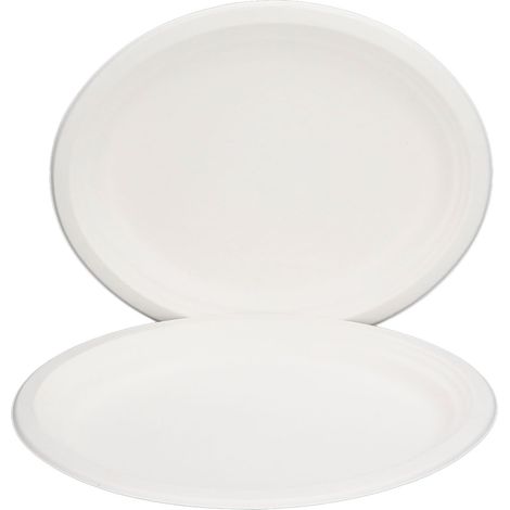 Assiettes ovales jetables 100 pièces 12,5 pouces, compostables pour plats froids et chauds (1/5)