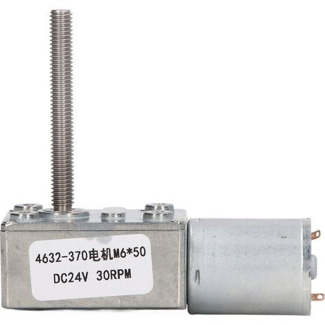 Moteur à courant continu 24V avec réducteur à vis sans fin carré, 30 tr/min, résistant aux chocs, axe M6x50mm