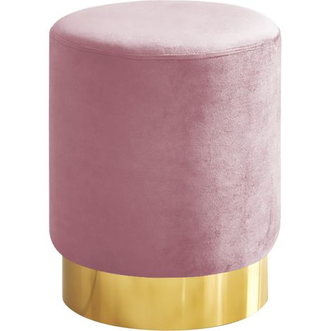 Pouf Cilindro Poggiapiedi Camera Design Pouff Cameretta Con Base Dorata Salotto In Velluto Sgabello Rosa Antico (1/5)