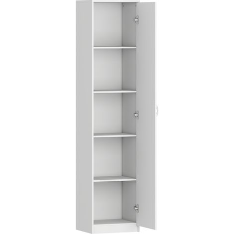 Armadio da Cucina Slim a 5 Ripiani con Spazio Interno Regolabile, in Legno, 40x35x180 cm, Bianco (1/5)