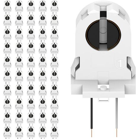 Lot de 20 douilles à vis T8 avec fils, homologuées UL, non shuntées, pour le remplacement des tubes fluorescents LED. (1/5)