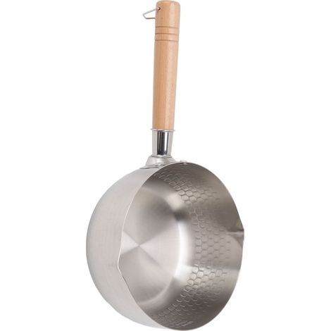 20 cm Edelstahl-Antihaft-Topf, japanischer Nudeltopf, Milchtopf mit Holzgriff, für Brathähnchen, Gemüse, Suppe, Küchenutensilien (1/5)