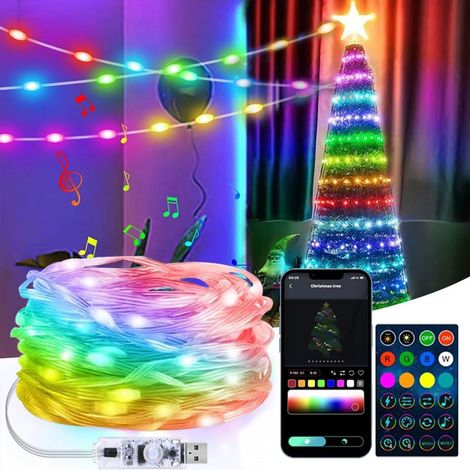 Weihnachtsbeleuchtung für den Außenbereich – 20 m – 200 RGB-LEDs – Wasserdicht (IP65) – Mehrfarbig – Mit Timer, Fernbedienung und App-Steuerung – Für Garten, Weihnachten, Balkon und Partys (1/5)