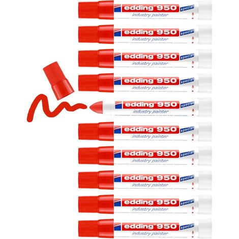 Edding - E950002 - Marcatore a cera colore rosso P/tonda tratto 10 mm adatto a contrassegnare superf (1/4)