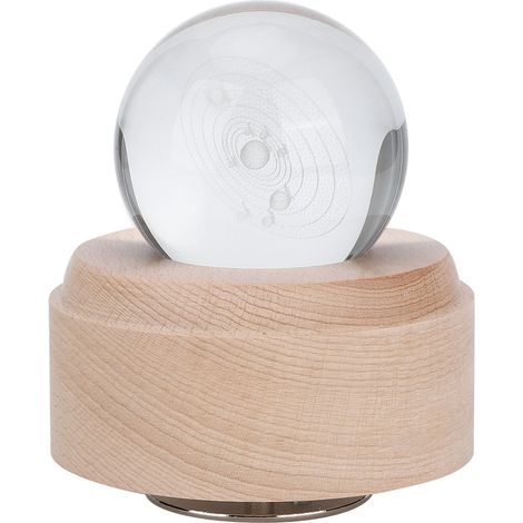 Boîte à musique rotative à système solaire rechargeable par USB avec boule de cristal transparente, veilleuse cadeau originale. (1/5)
