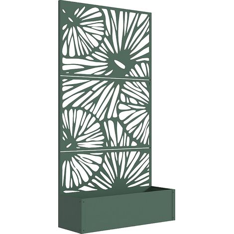 Fioriera da appoggio con griglia a motivo L92 x P32.5 x H173 cm Verde mandorla - ENATAS (1/3)