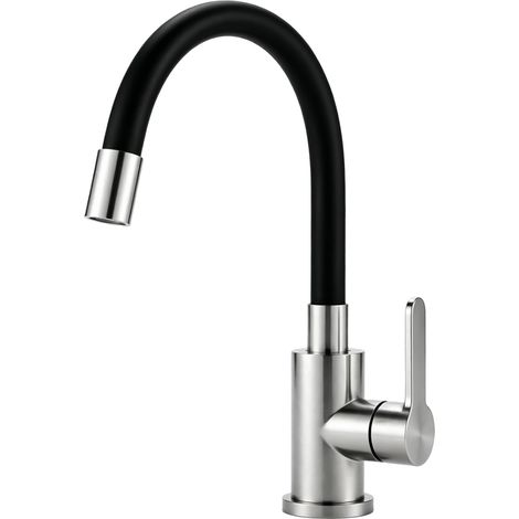 Mitigeur Cuisine avec Bec Flexible, Robinet Evier de Cuisine avec 3 Types de Jet, Rotatif à 360°Mitigeur Evier Cuisine Librement Mitigeur (1/4)