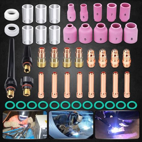 Kit de 49 lentilles à gaz pour torche de soudage TIG, lentilles à gaz en tungstène pour soudage (1/4)