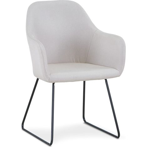 Chaise / Fauteuil Epok Métal Noir et Tissu Beige