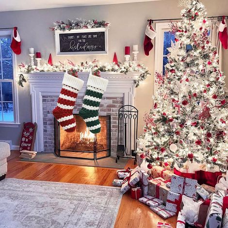 Chaussette De Noël - 46 Cm - En Nylon Et Spandex - Pour Décoration De Cheminée Ou Arbre De Noël - Lot De 1 (1/5)