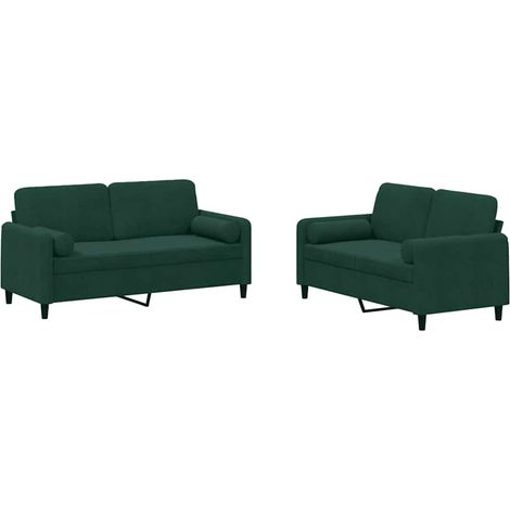 Maison Exclusive - Set di Divani 2 pz con Cuscini Verde Scuro in Velluto