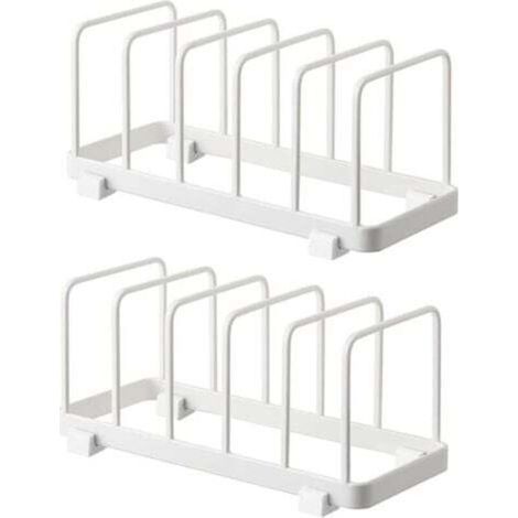 Assiette Organisateur, Égouttoir à Vaisselle, Supports à Assiettes, Organisateur d'Étagère à Assiettes, Rangement de Planche à Découper pour Cuisine Comptoir Placard (Blanche, 2 Pièces) (1/4)