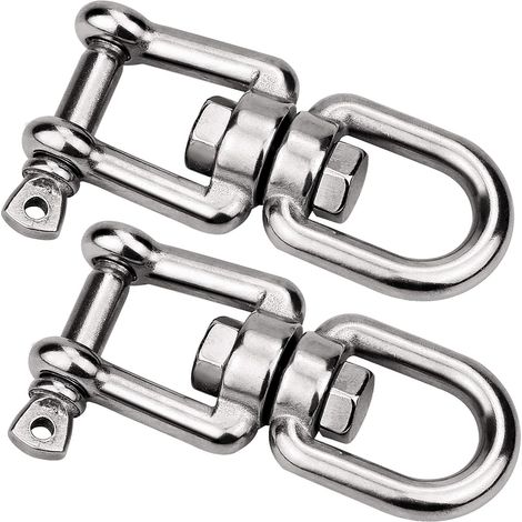 2Pcs M8 Manille Pivotante en Acier Inoxydable 304 de Qualité Marine Ancre Mâchoire Pivotante Double Émerillon Manilles Chaînes pour Chaîne d'ancre de Bateau/amarrage (1/5)