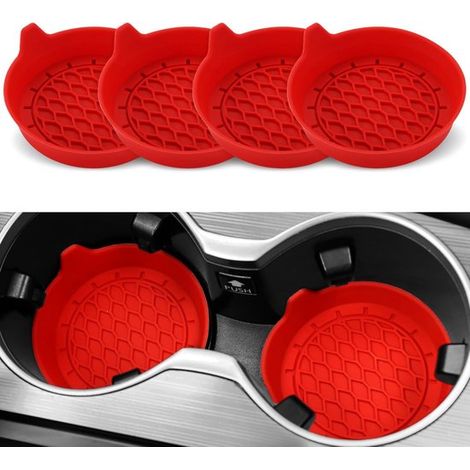 Dessous de verre pour porte-gobelets de voiture, inserts en silicone pour porte-gobelets, porte-gobelets universels antidérapants, accessoires intérieurs de voiture, lot de 4 (1/5)