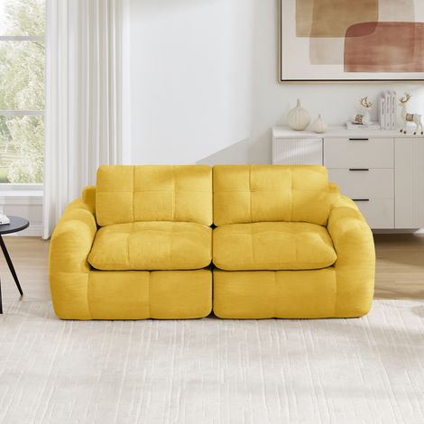 Canapé Modulable 2 Places Chenille Jaune - Assise Profonde, Canapé Droit Confortable pour Salon et Appartement, Moderne Sans Montage (1/5)