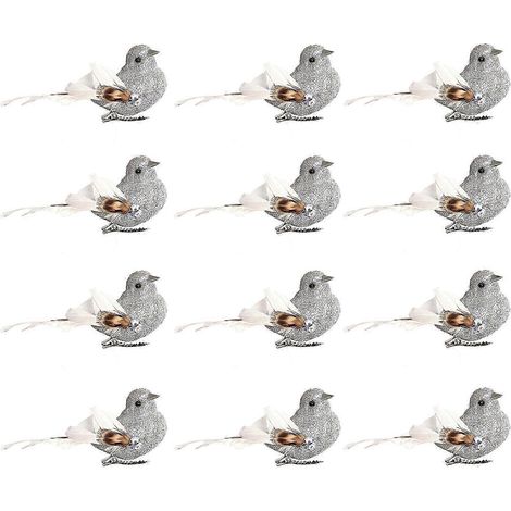 Oiseau en plumes artificielles, ornement polyvalent et résistant à la décoloration, idéal pour les fleurs, les travaux manuels et les jardins féeriques. (1/5)