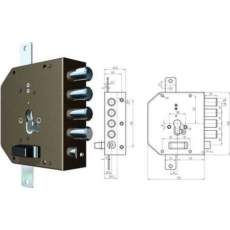 Serrure Cr à appliquer 2250G-51Mc avec verrouillage à gauche, mm. 60