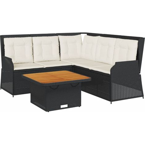 Maison Exclusive - 4-tlg. Garten-Lounge-Set mit Kissen Schwarz Po