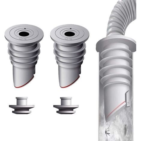 Joint de tuyau de machine à laver – Lot de 2 bouchons de désodorisant gris 35-40 mm – Silicone élastique pour étanchéité optimale (1/4)