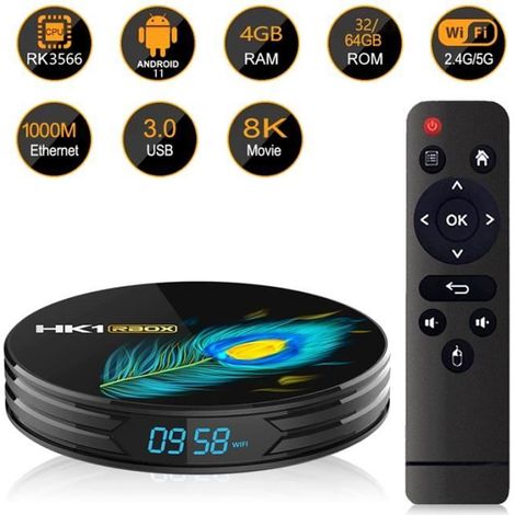 Boîte TV - HK1RBOX - R3 - Android 11 - 4K - 128 Go - WiFi 2.4G/5G - Bluetooth 4.1 (1/4)