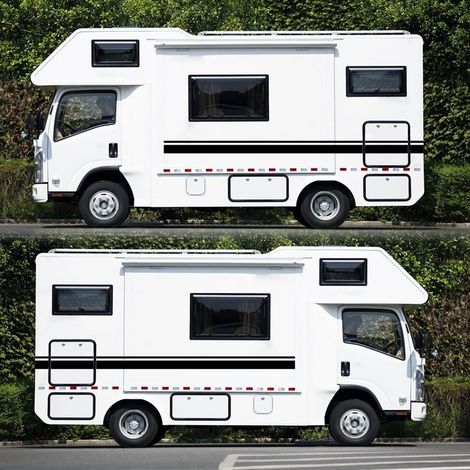 Yctze Voiture Deux Bandes de RV Latérales Graphiques Décalcomanies Autocollants de Voiture Graphiques pour Caravane Travel Remor Van Automotive Extérieur (1/5)