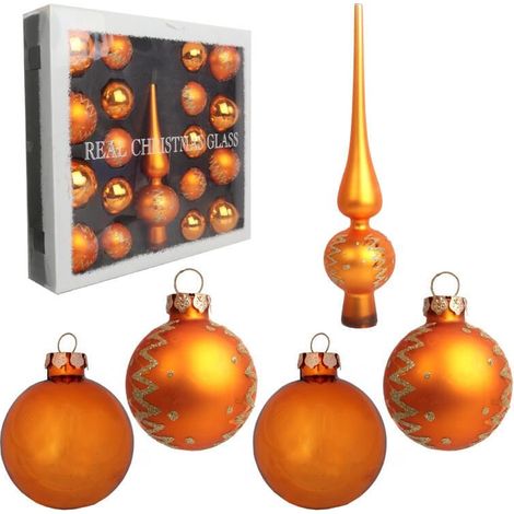 Set di 18 palline di vetro con parte superiore, colore arancione II (1/5)