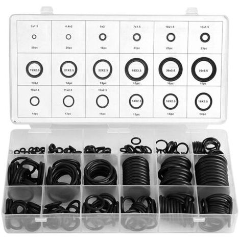 【Kit joints toriques】 279 pièces - 18 tailles - caoutchouc noir - joints hydrauliques et automobiles (1/4)