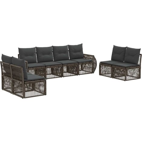 Gartensofa-set 8 pcs Grau und Dunkelgrau Poly-Rattan vidaXL