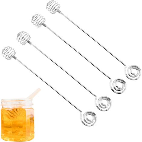 Lot de 4 bâtonnets à miel en acier inoxydable, cuillères à miel, bâtonnets mélangeurs pour miel fondu, chocolat blanc