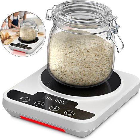 Intelligentes Sauerteig-Gärbrett mit Thermostat, präziser Temperaturregelung (21–38 °C), 12-Stunden-Timer, LED-Touchdisplay, wärmer, weiß (1/5)