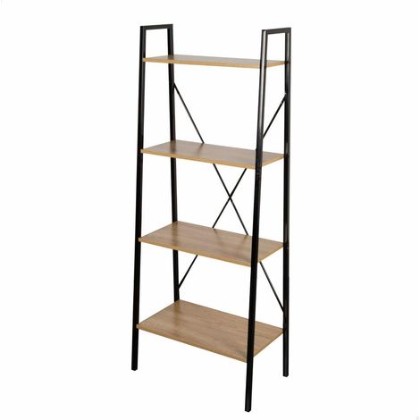 etagère de Rangement, 4 Étagères, 60X32X148 cm, Acier et Bois, Facile à Assembler, Robuste et Durable, Design en Échelle, Meuble de Salon, etagères, Décoration (18419) (1/5)