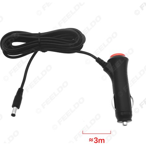 Adaptateur secteur allume-cigare de voiture de 3 mètres avec interrupteur, 12 V/24 V, connecteur adaptateur 5,5 mm/2,1 mm.
