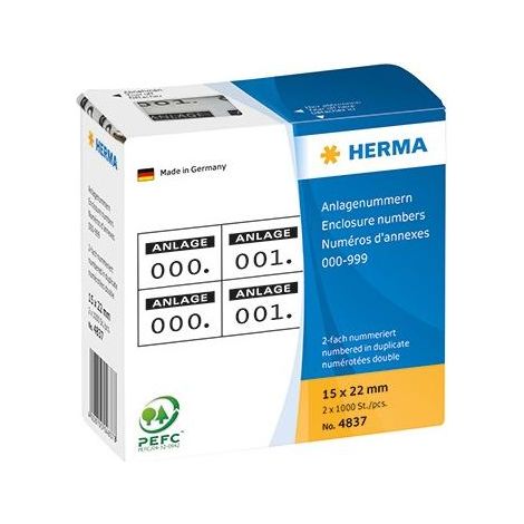 HERMA Anlagennr. selbstkl. 2-fach 15x22 mm Aufdruck schwarz (4837) (1/4)