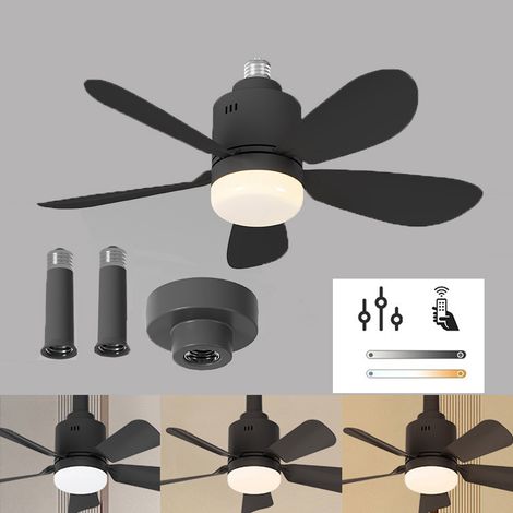 Ventilateur de plafond noir, ventilateur avec télécommande, avec lumière, adapté au salon, 4 vitesses de vent, minuterie intelligente, gradation continue (1/5)