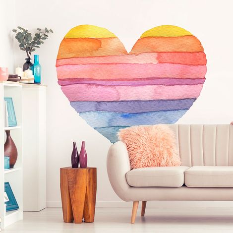 Papier peint intissé pré-encollé fresques géantes - CŒUR ARC-EN-CIEL - 60x60cm (1/5)