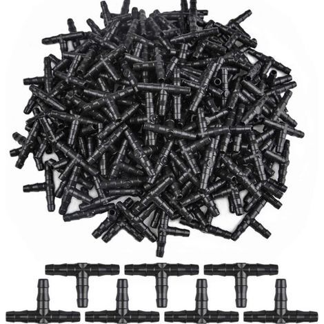300 Pcs 3 Way Tee Connecteurs Trois Vers Barbelé Dripper D'arrosage Connecteur T Connecteur Adaptateur Tube Raccord De Tuyau D'arrosage Arroseur Cannelé Tuyau D'égouttement Système 4/7 (1/4)