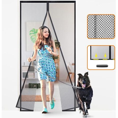 Moustiquaire Porte moustiquaire magnétique 100x210 cm auto-obturante, cloison en maille mains libres, résistante, laisse entrer la brise fraîche,convient aux animaux domestiques et aux enfants (1/5)